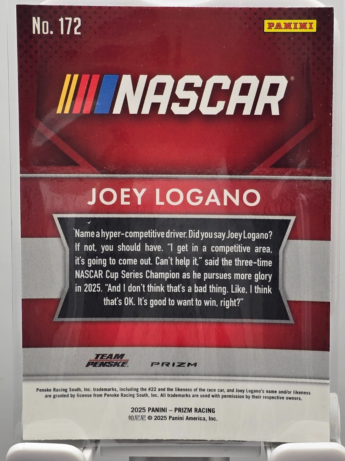 2025 Prizm Racing - #172 Joey Logano - Throwback - Holo / Silver Prizm