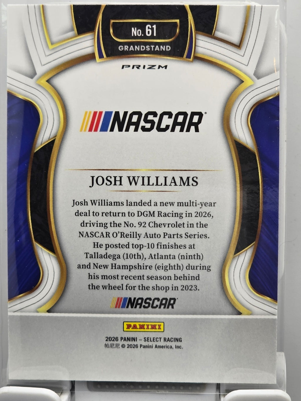 2026 Select Racing - #61 Josh Williams - Grandstand - Silver SP
