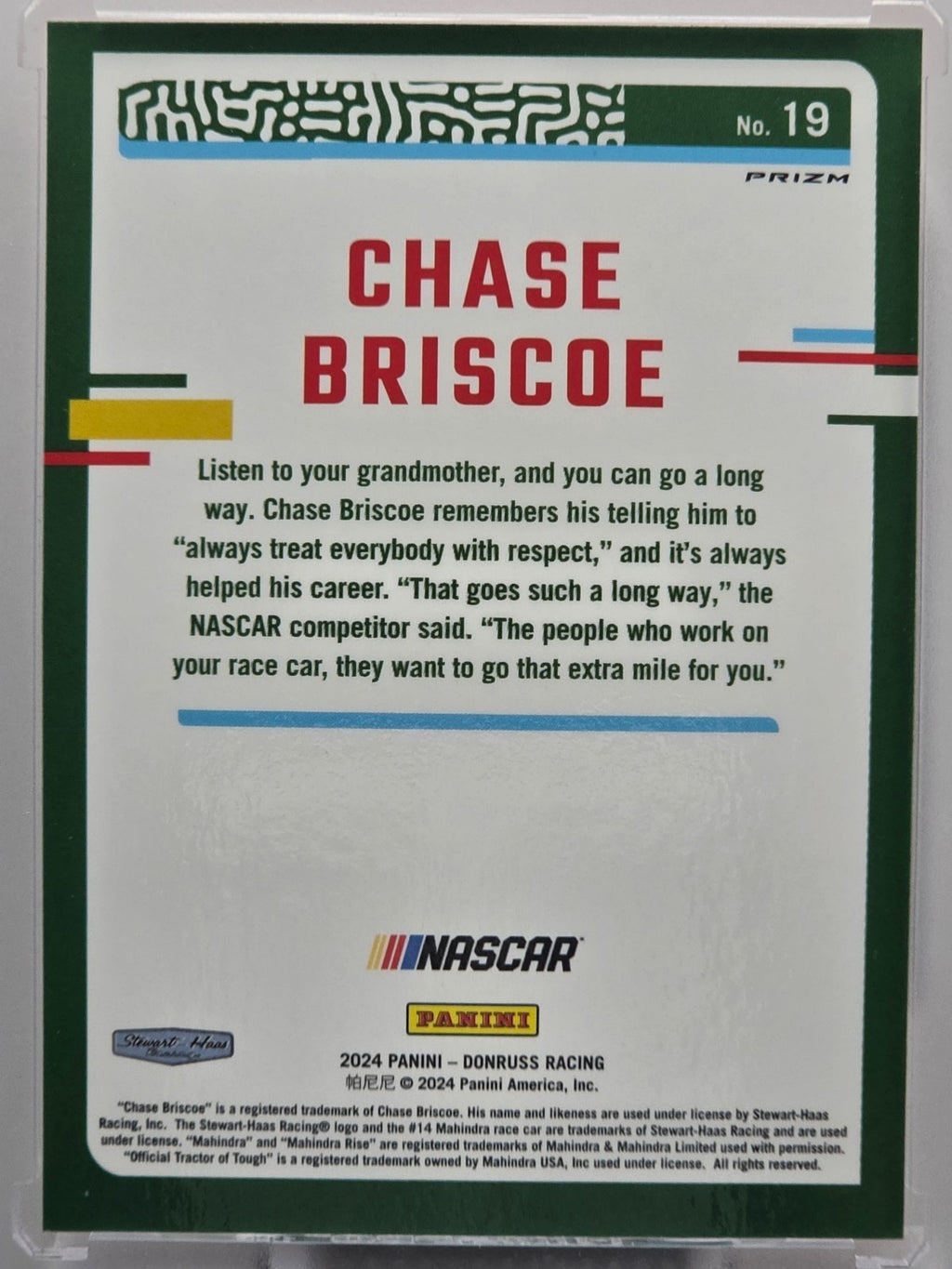 2024 Panini Donruss - Chase Briscoe - Orange Velocity - #19 - Buy 3 Get 1