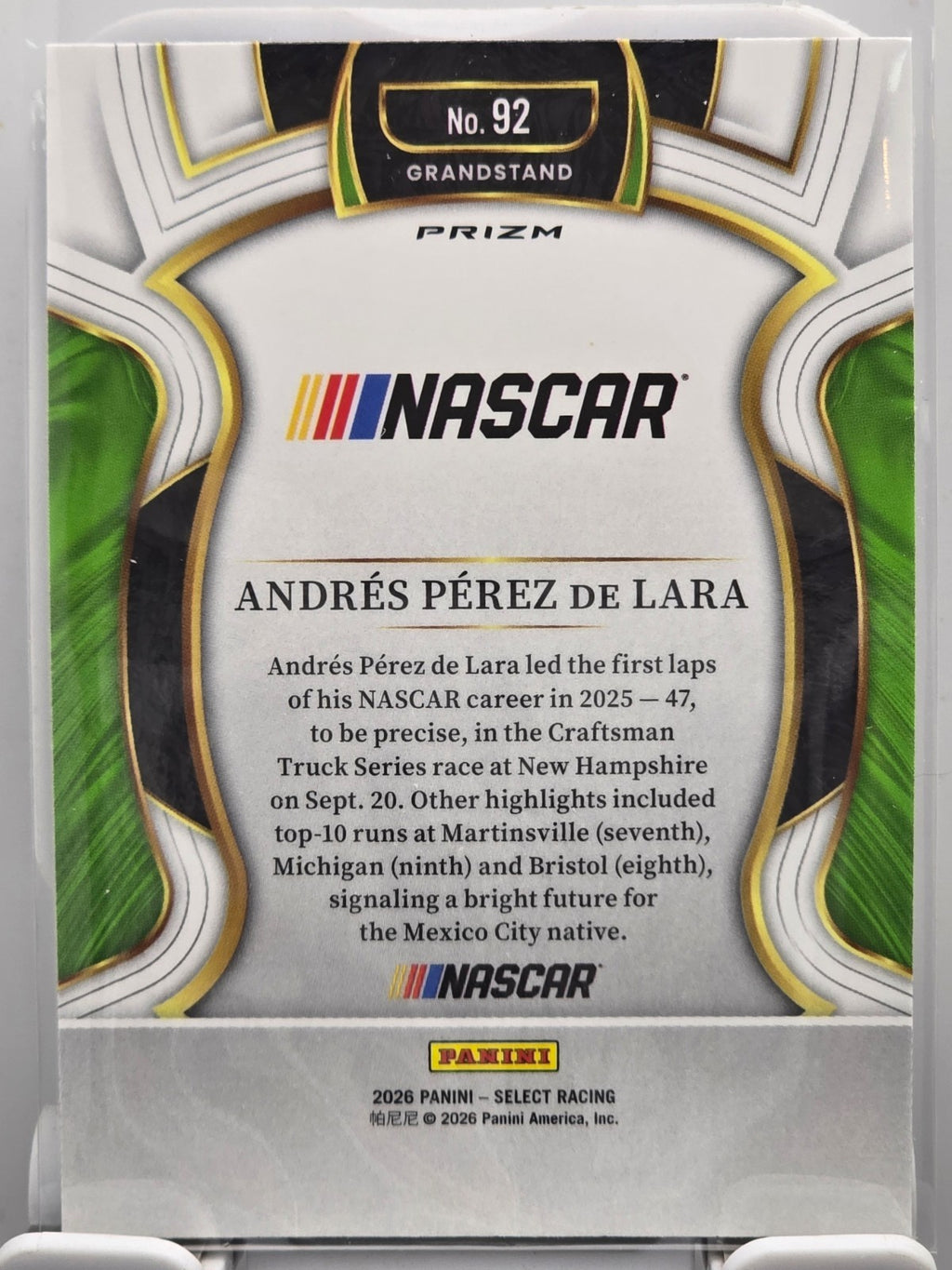 2026 Select Racing - #92 Andres Perez De Lara - Grandstand - Silver SP