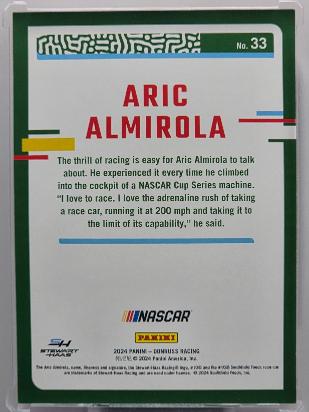 2024 Panini Donruss - Aric Almirola - Red /299 - #33 - Buy 3 Get 1!