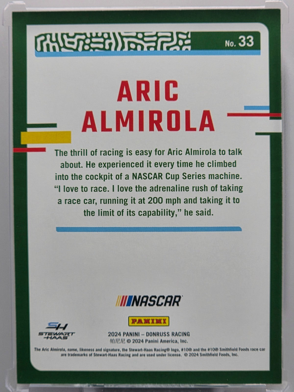 2024 Panini Donruss - Aric Almirola - Red /299 - #33 - Buy 3 Get 1!