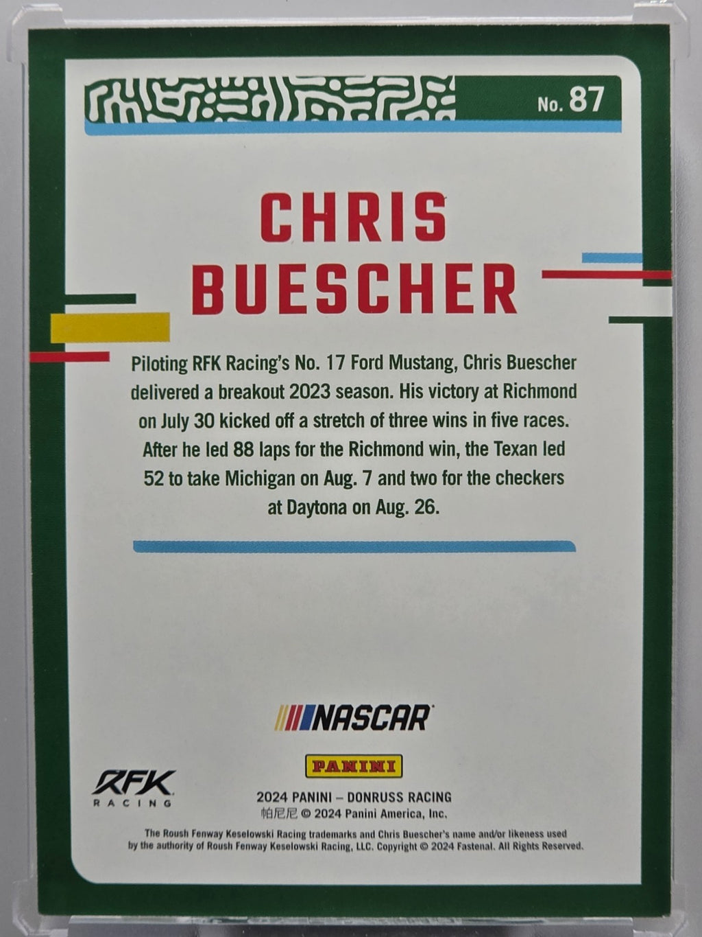 2024 Panini Donruss -Chris Buescher - Blue /199 - #87 - Buy 3 Get 1