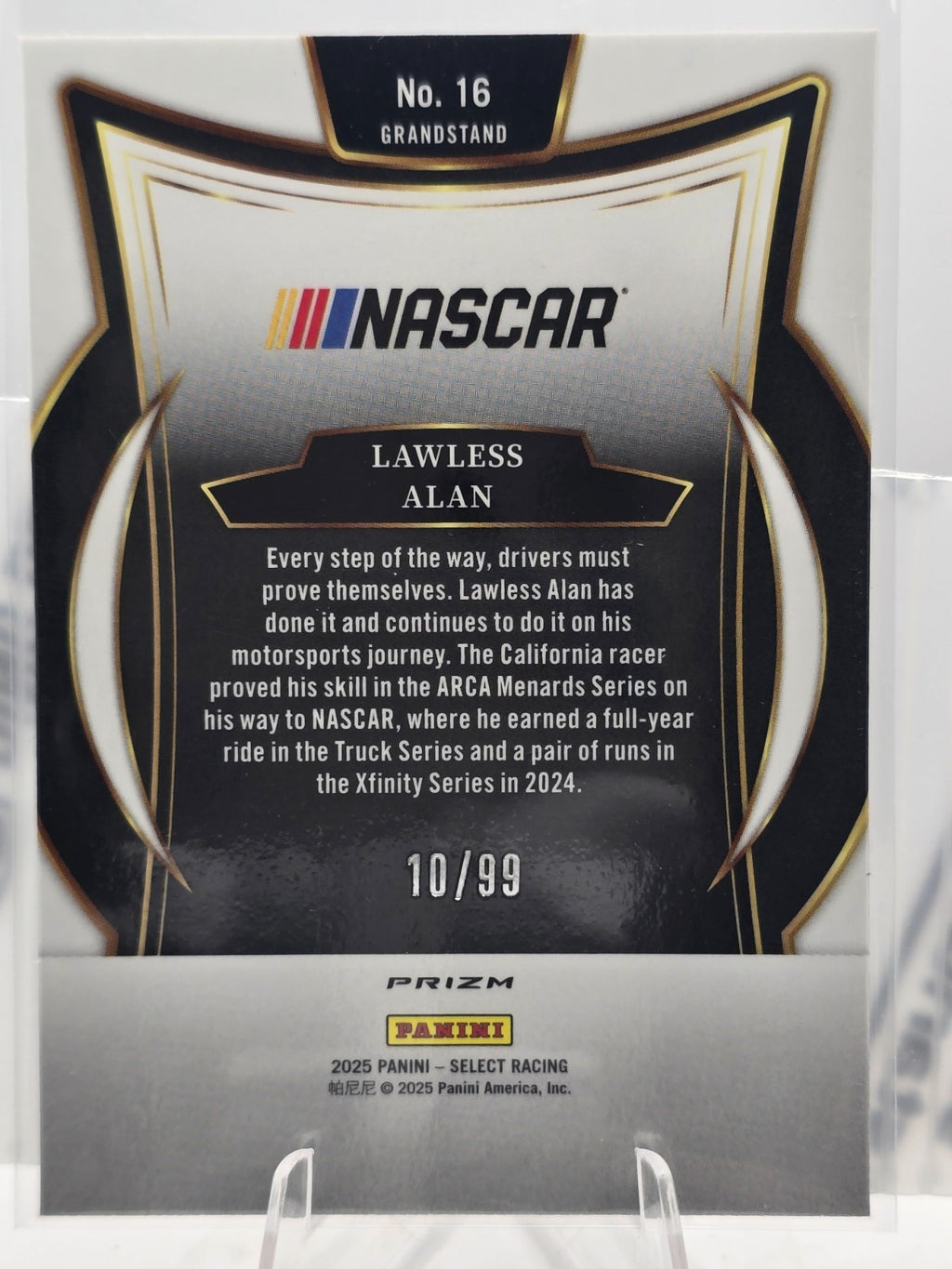 2025 Select Nascar Racing - #16 Lawless Alan  -  Grandstand - White /99