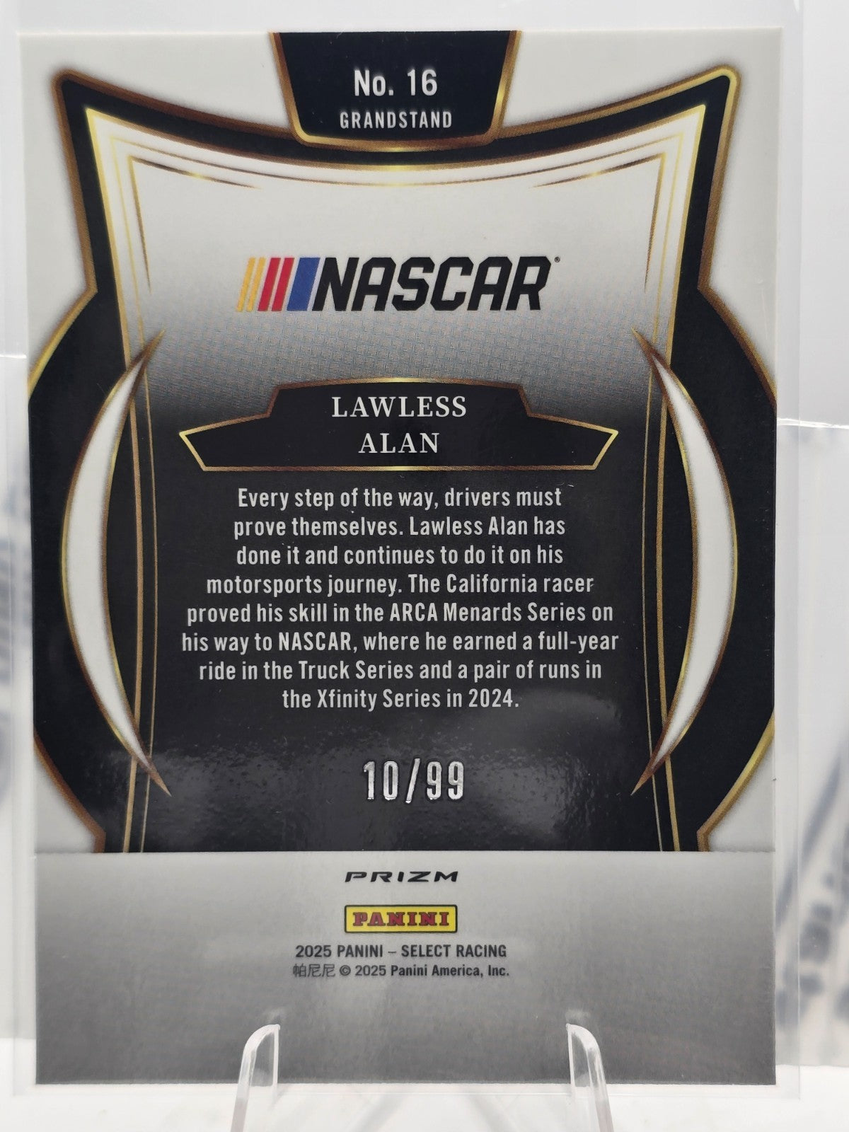 2025 Select Nascar Racing - #16 Lawless Alan  -  Grandstand - White /99