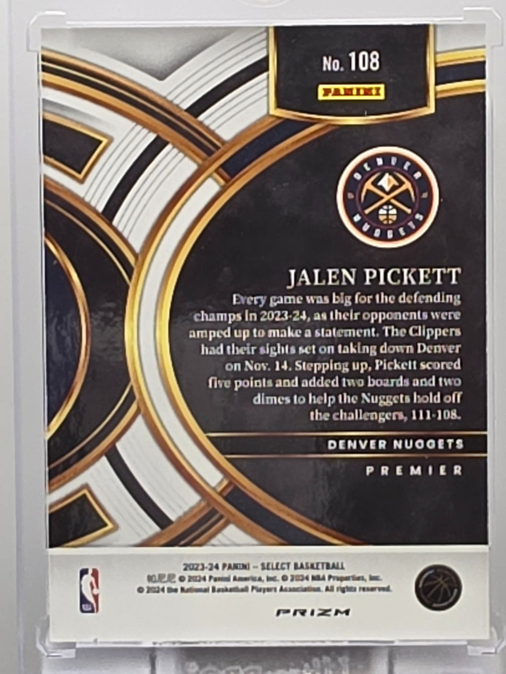 2023-24 Panini Select - Jalen Pickett (RC) - Blue Cracked Ice Prizm - #108