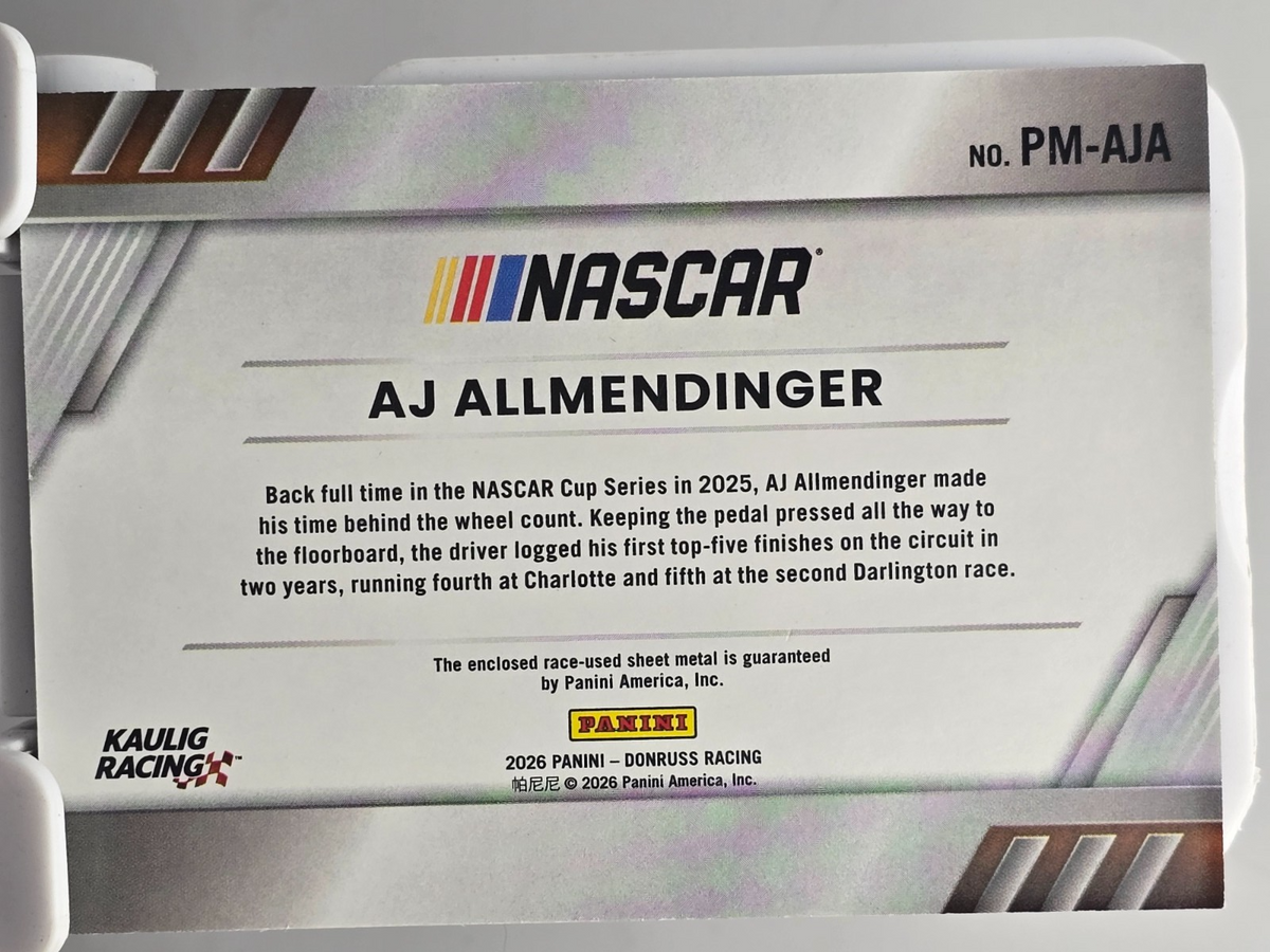 2026 Panini Donruss Racing - AJ Allmendinger - #PM-AJA - Pedal to the Metal