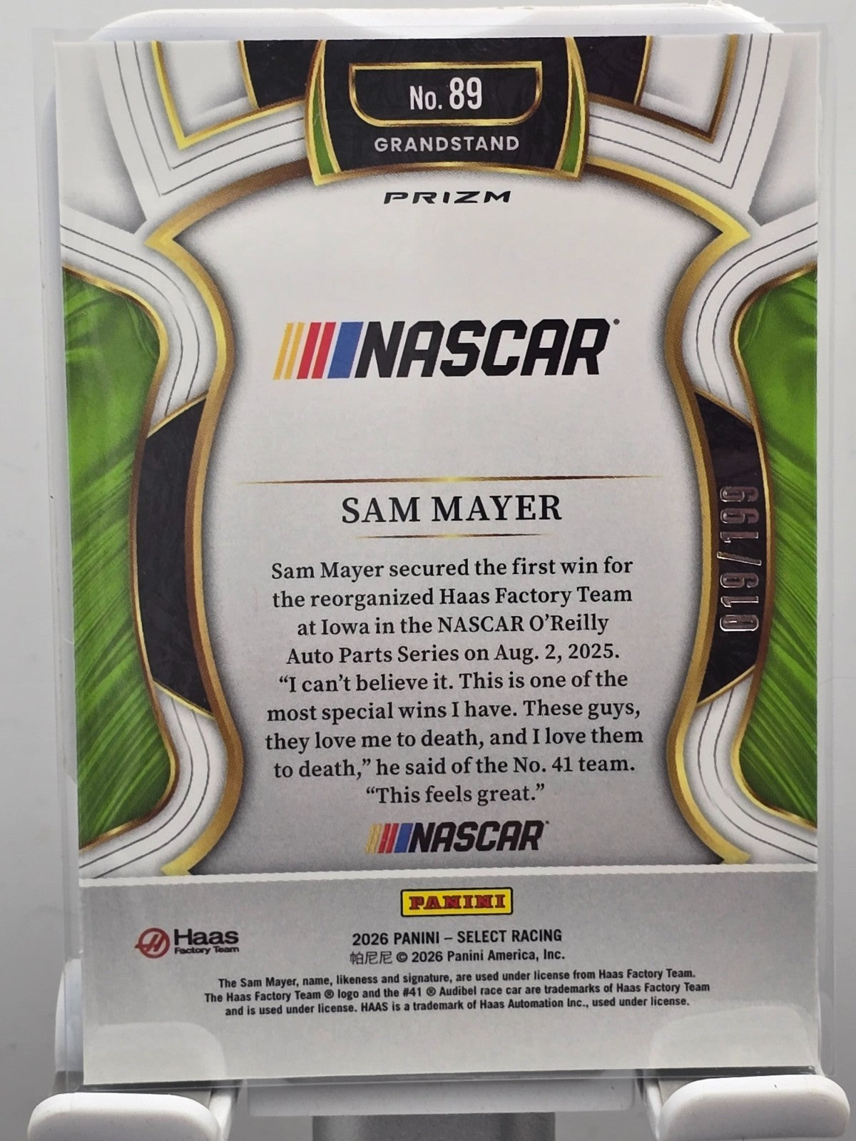 2026 Select Racing - #89 Sam Mayer - Grandstand - Light Blue /199