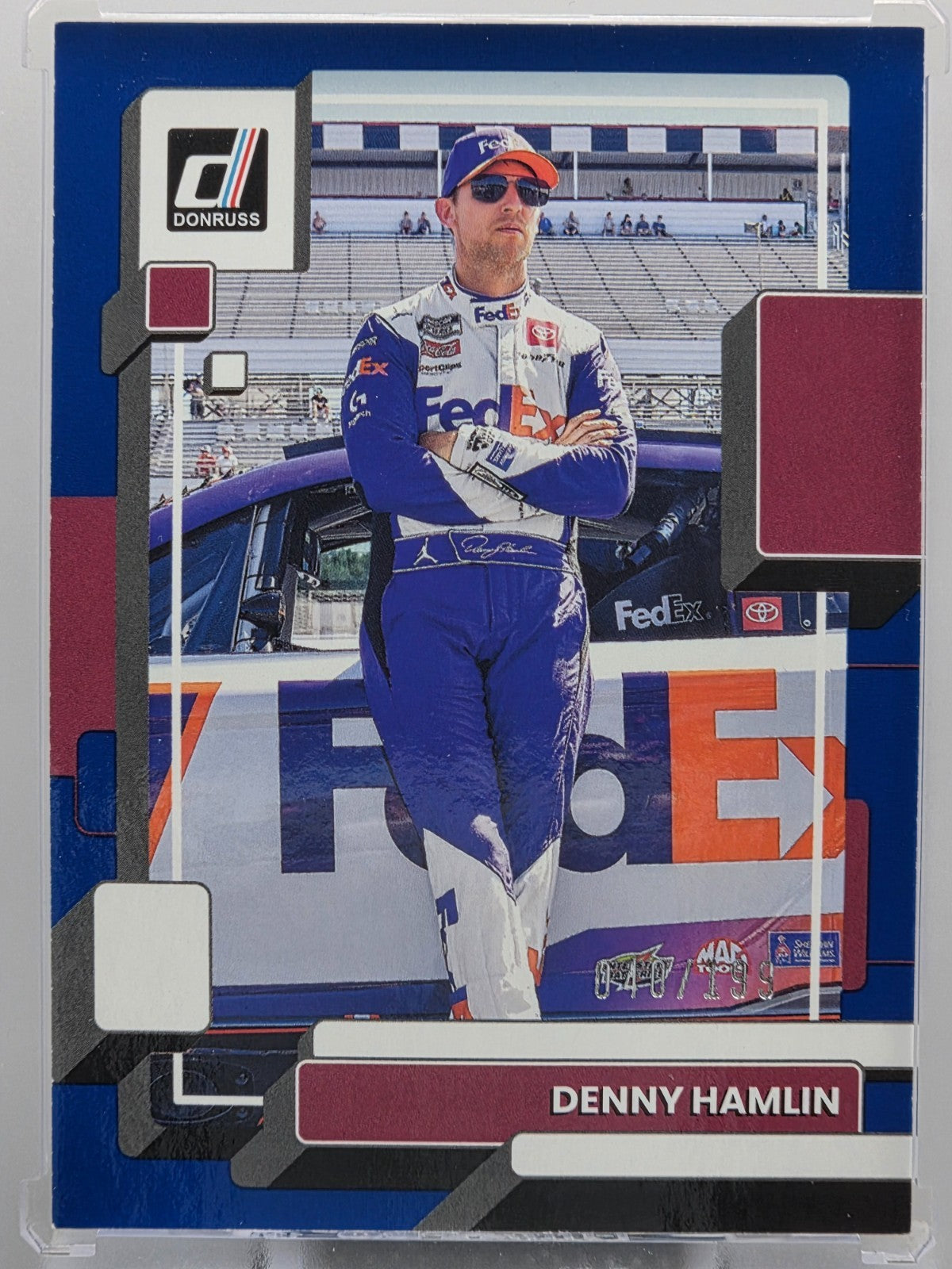 2023 Panini Donruss - Denny Hamlin - Navy Blue /199 - #47 - Buy 3 Get 1
