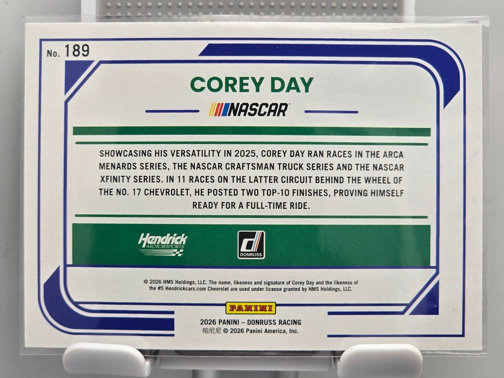 2026 Donruss NASCAR Racing - #189 Corey Day - Red Base /299