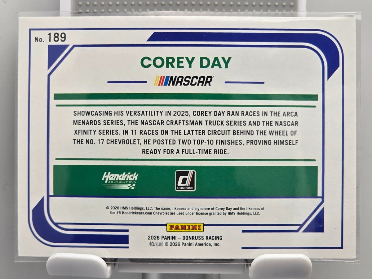 2026 Donruss NASCAR Racing - #189 Corey Day - Red Base /299