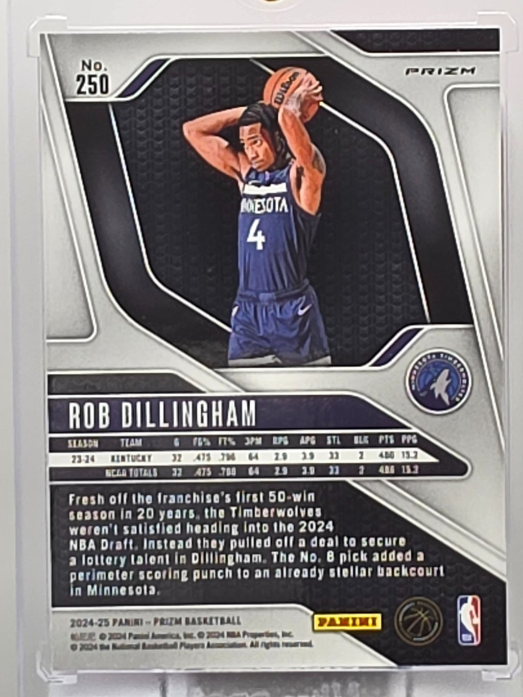 2024-25 Panini Prizm - Rob Dillingham (RC) - Pink Ice Prizm - #250