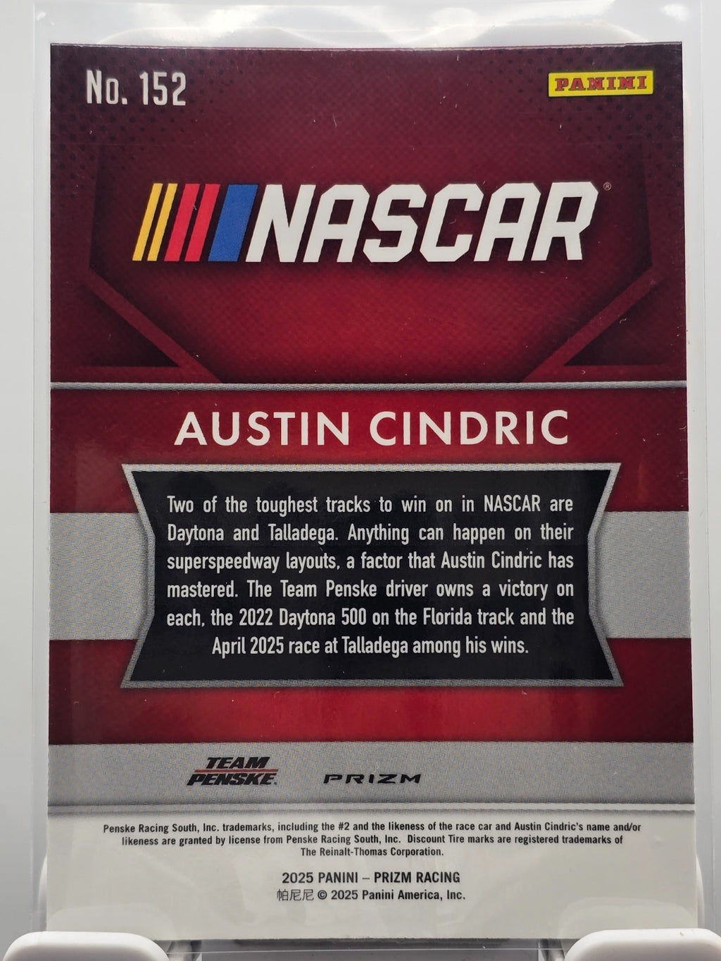 2025 Prizm Racing - Austin Cindric -  Silver Throwback Prizm #152