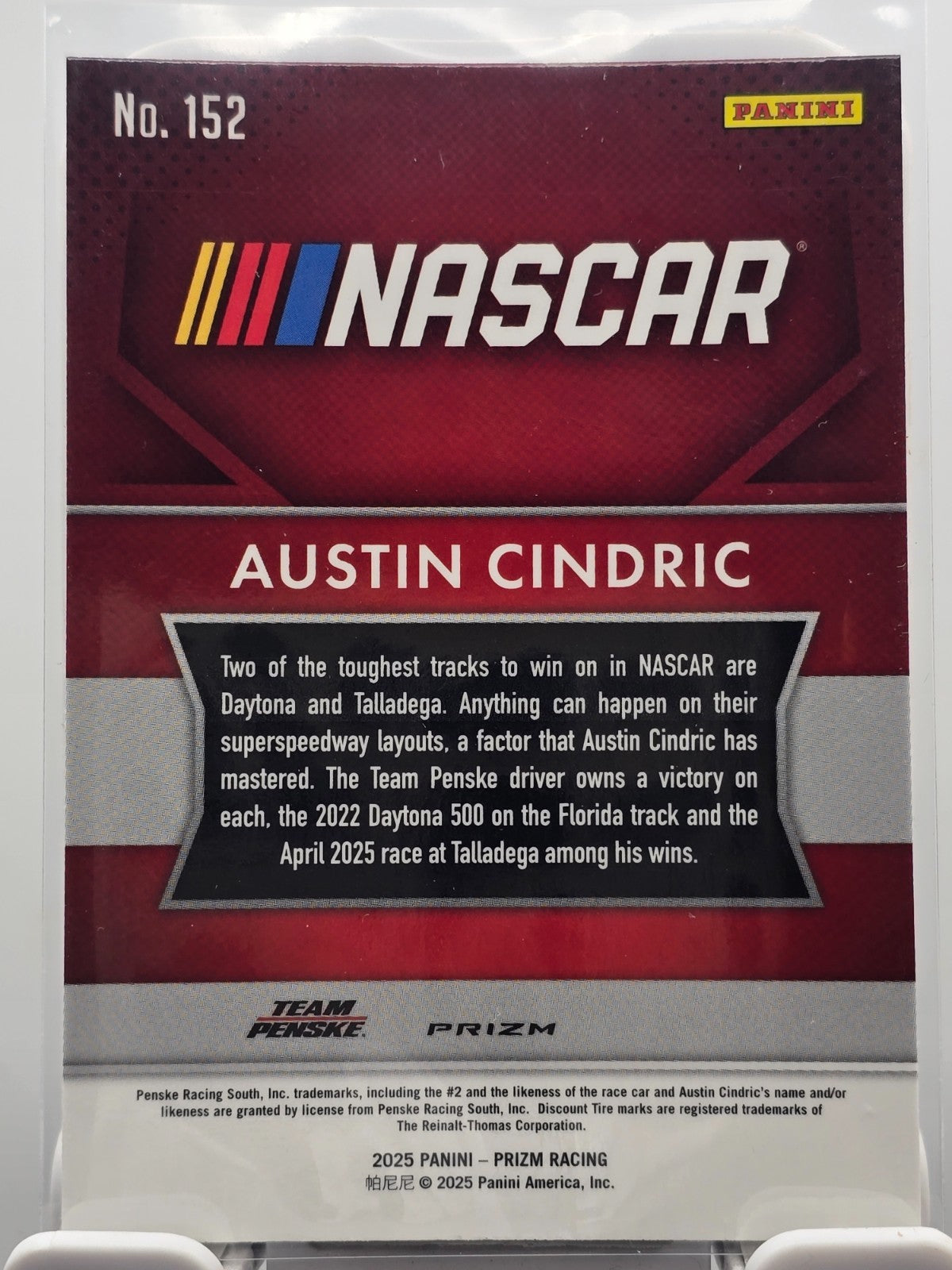 2025 Prizm Racing - Austin Cindric -  Silver Throwback Prizm #152