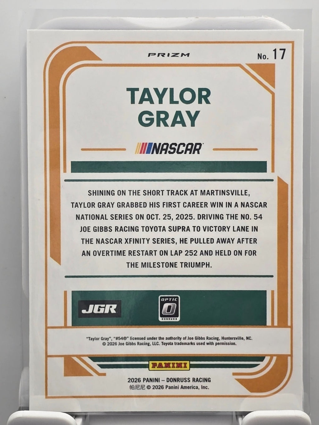 2026 Donruss OPTIC NASCAR Racing - #17 Taylor Gray - Holo/Silver