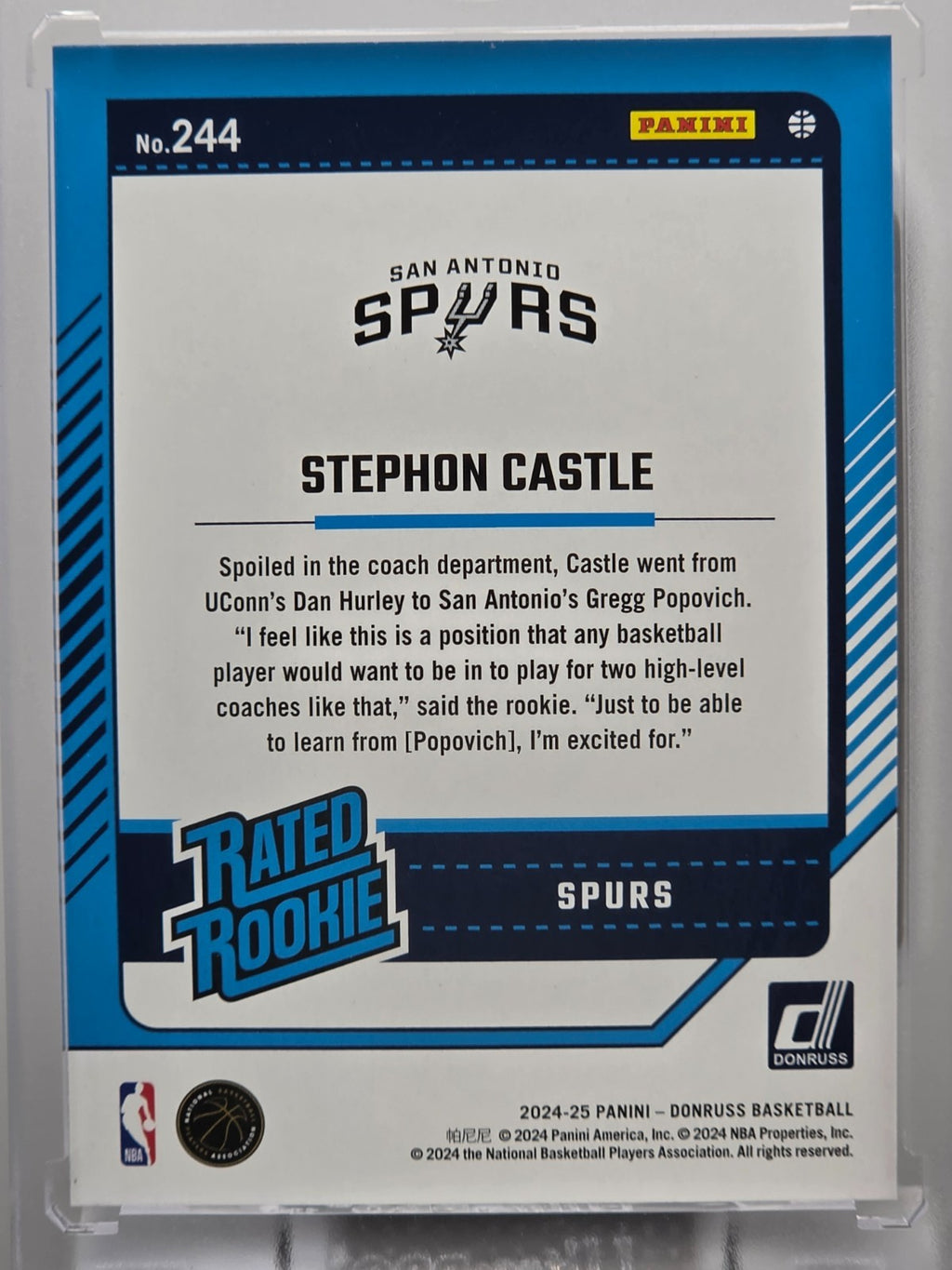 2024-25 Donruss - Stephen Castle (RC) - Base Rookie Copper Foil - #244