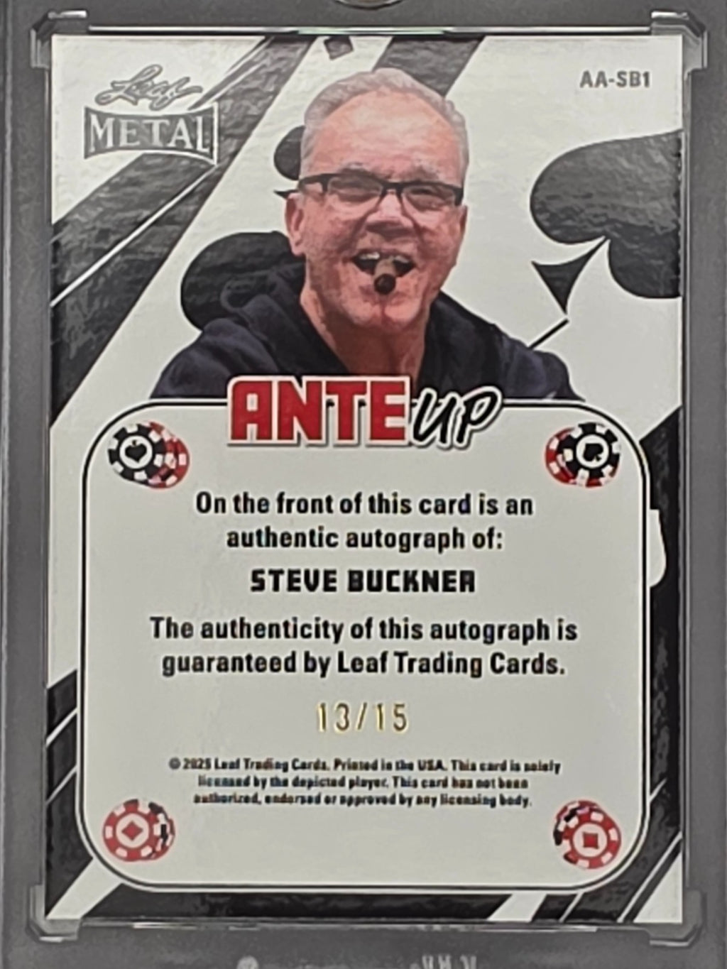 2025 Leaf Metal Poker Prismatic Red #ASB1 Steve Buckner Auto /15 