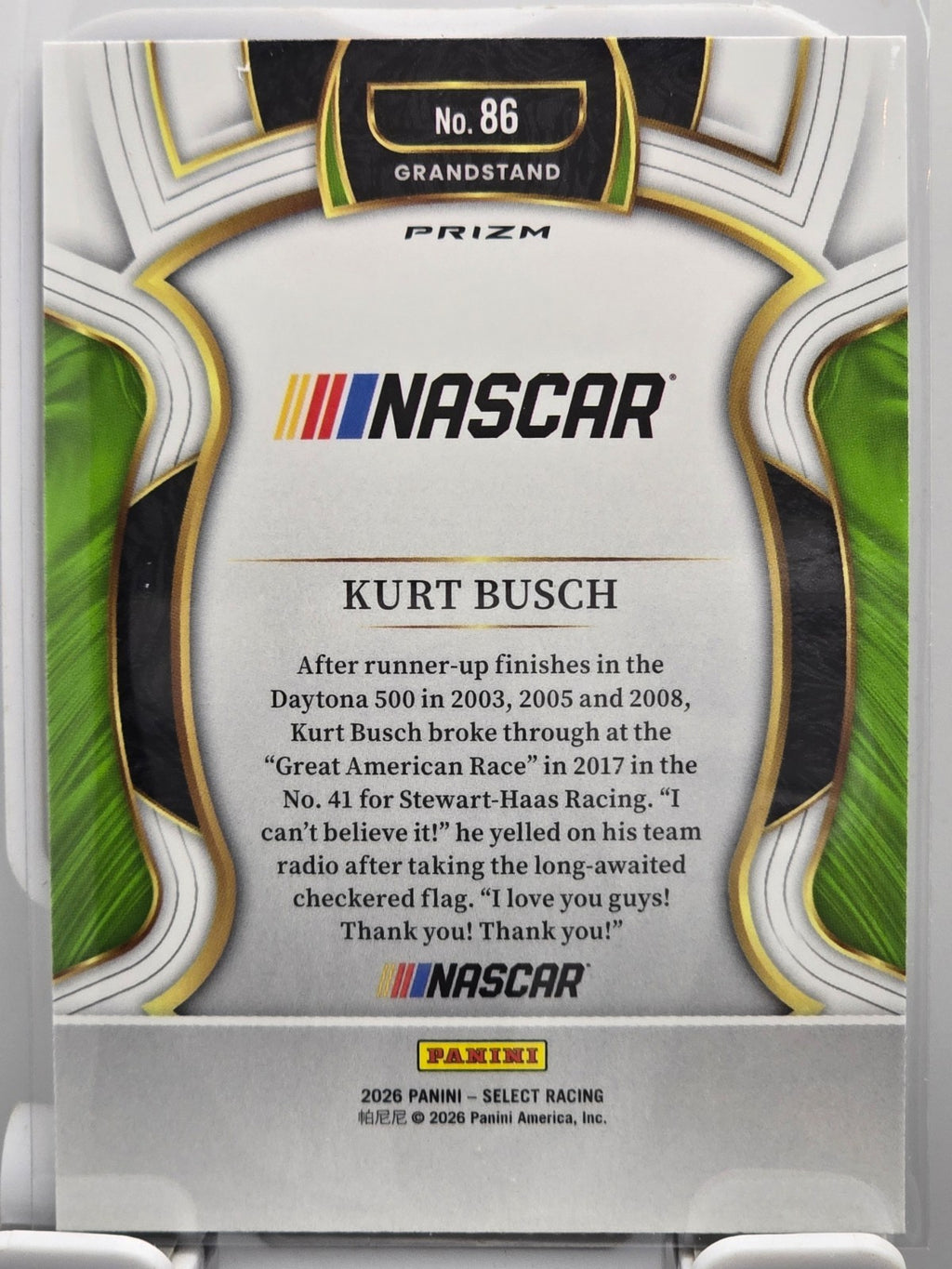 2026 Select Racing - #86 Kurt Busch - Grandstand - Silver SP