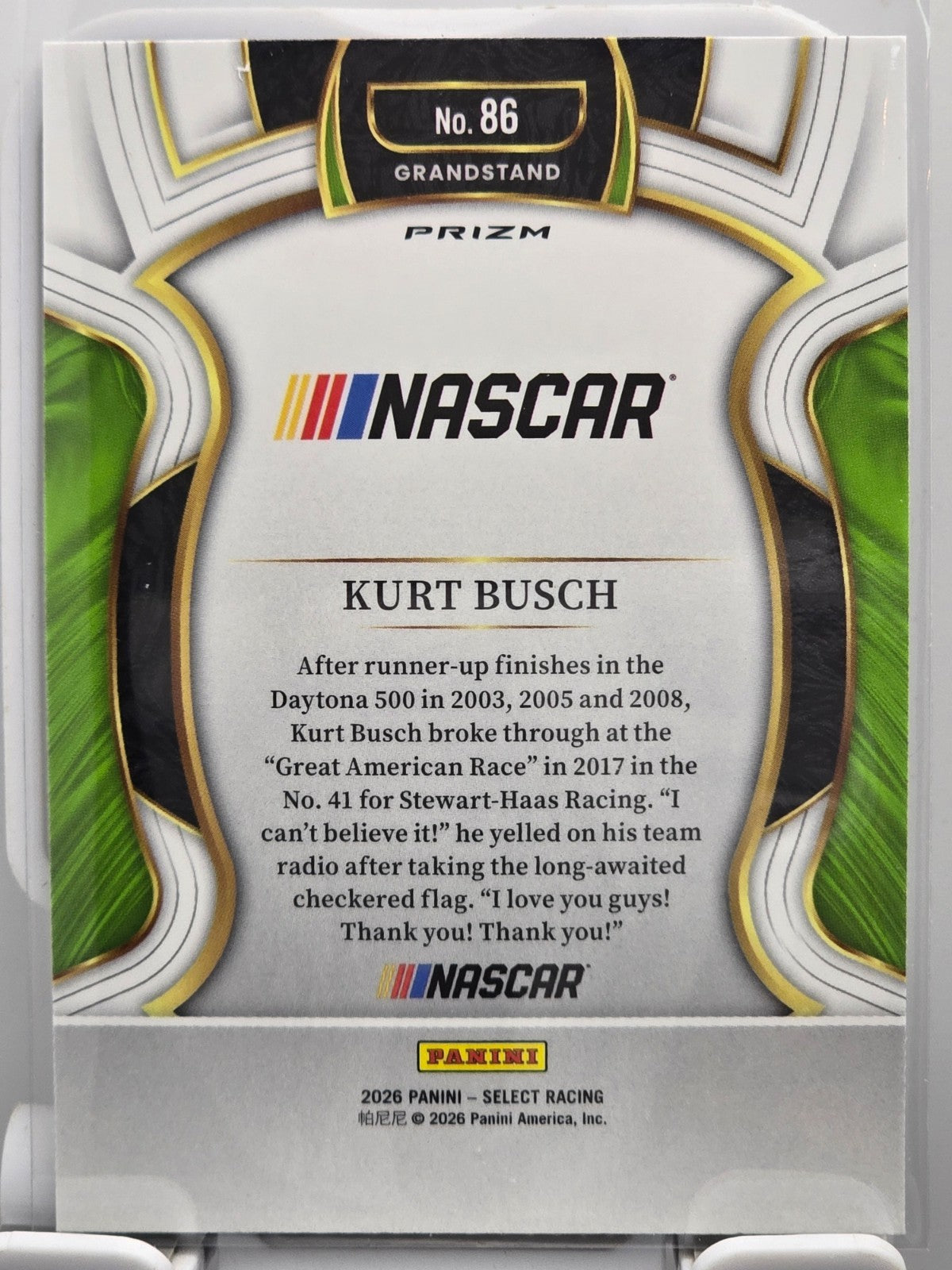 2026 Select Racing - #86 Kurt Busch - Grandstand - Silver SP