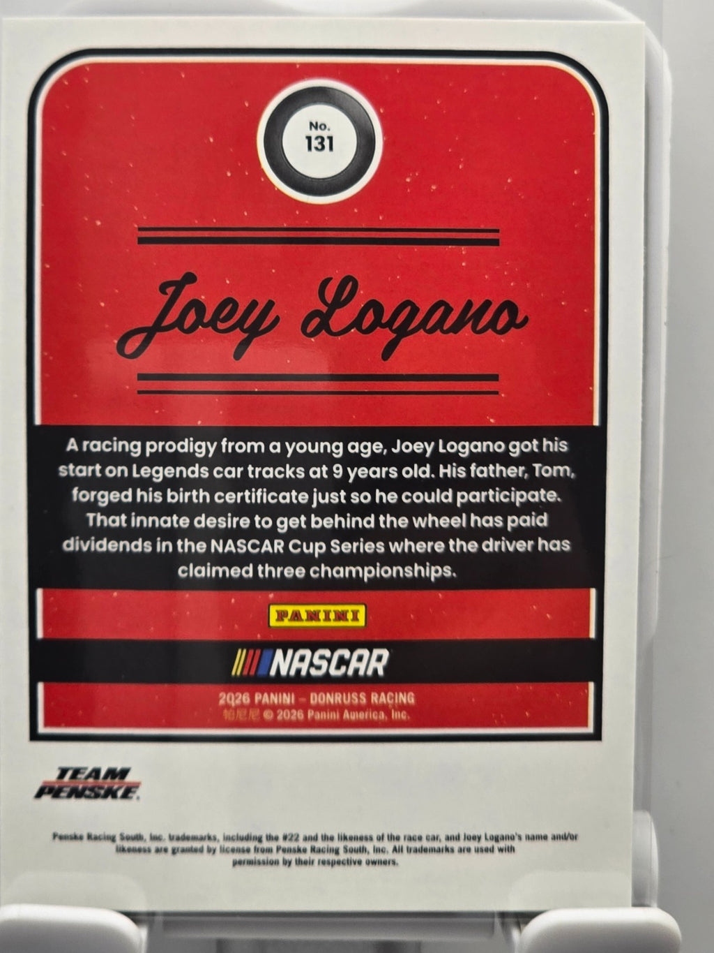 2026 Donruss NASCAR Racing - #131 Joey Logano - Throwback - Laser Base SP