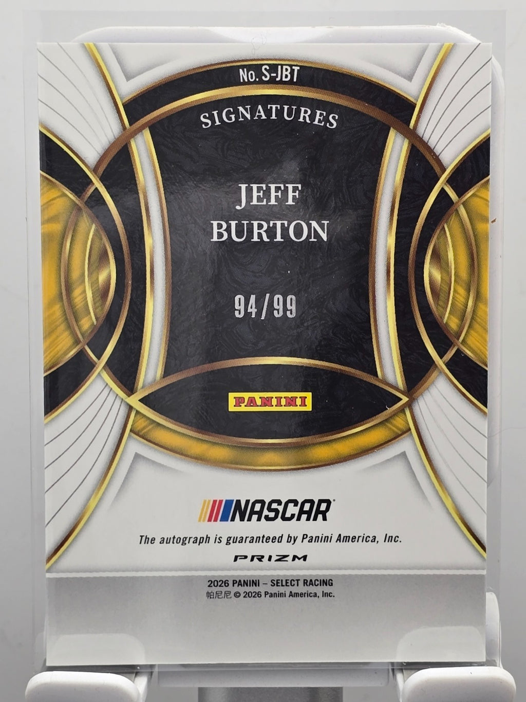 2026 Select Signatures - Jeff Burton - #S-JBT - Autograph - Blue /99