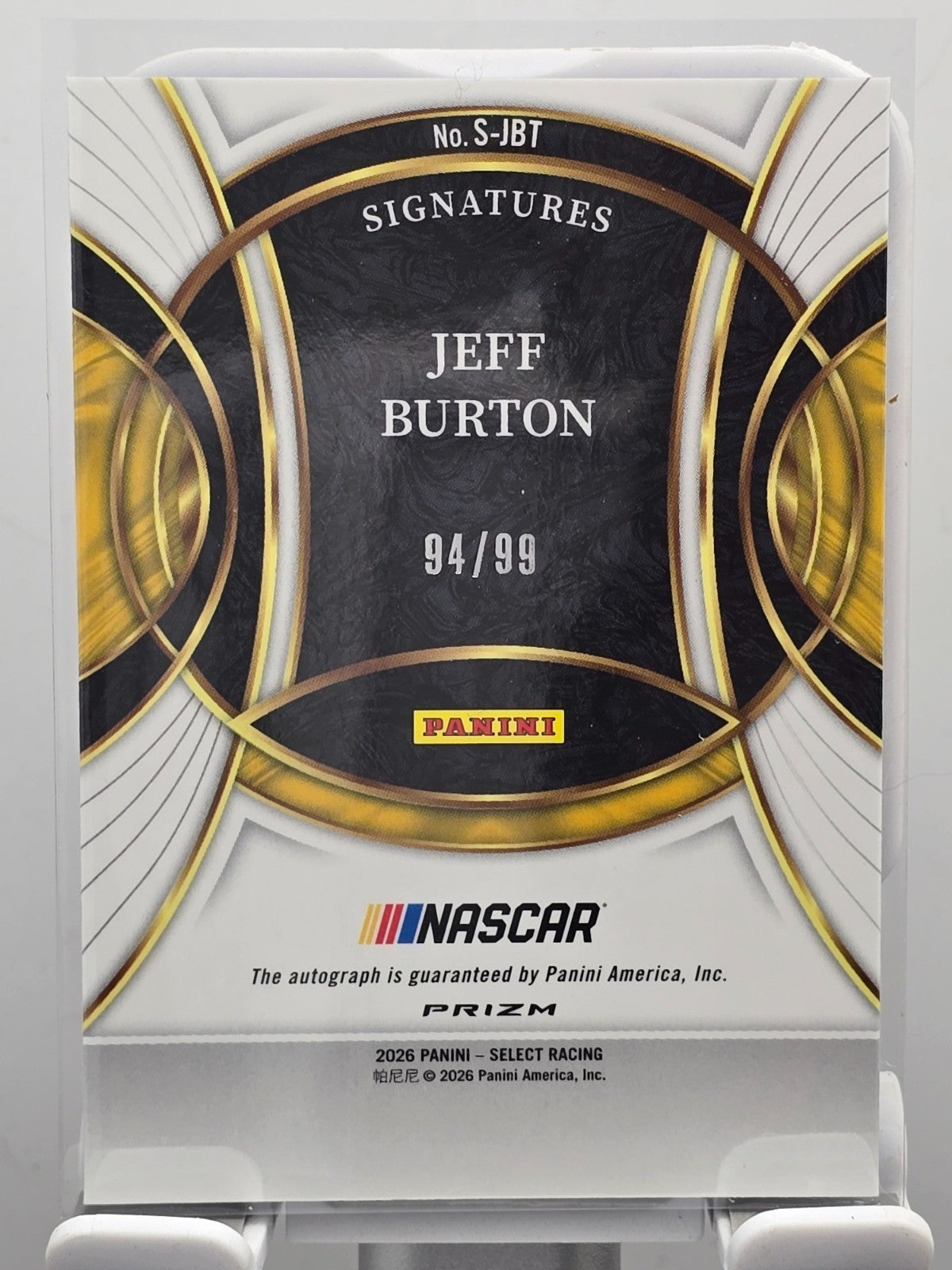 2026 Select Signatures - Jeff Burton - #S-JBT - Autograph - Blue /99