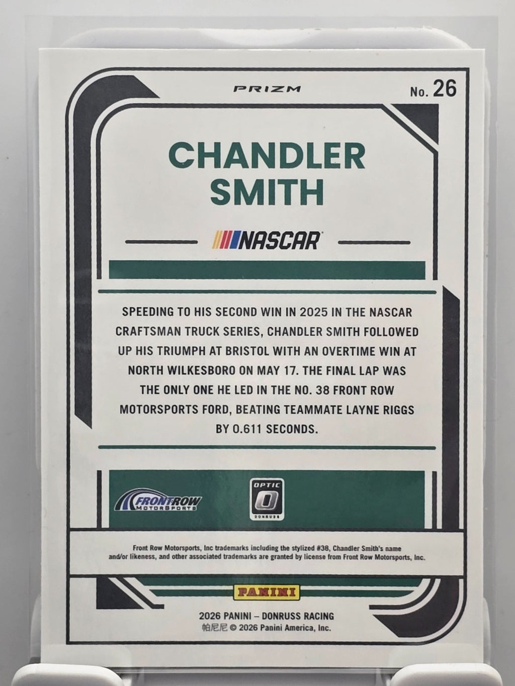 2026 Donruss OPTIC NASCAR Racing - #26 Chandler Smith - Holo/Silver