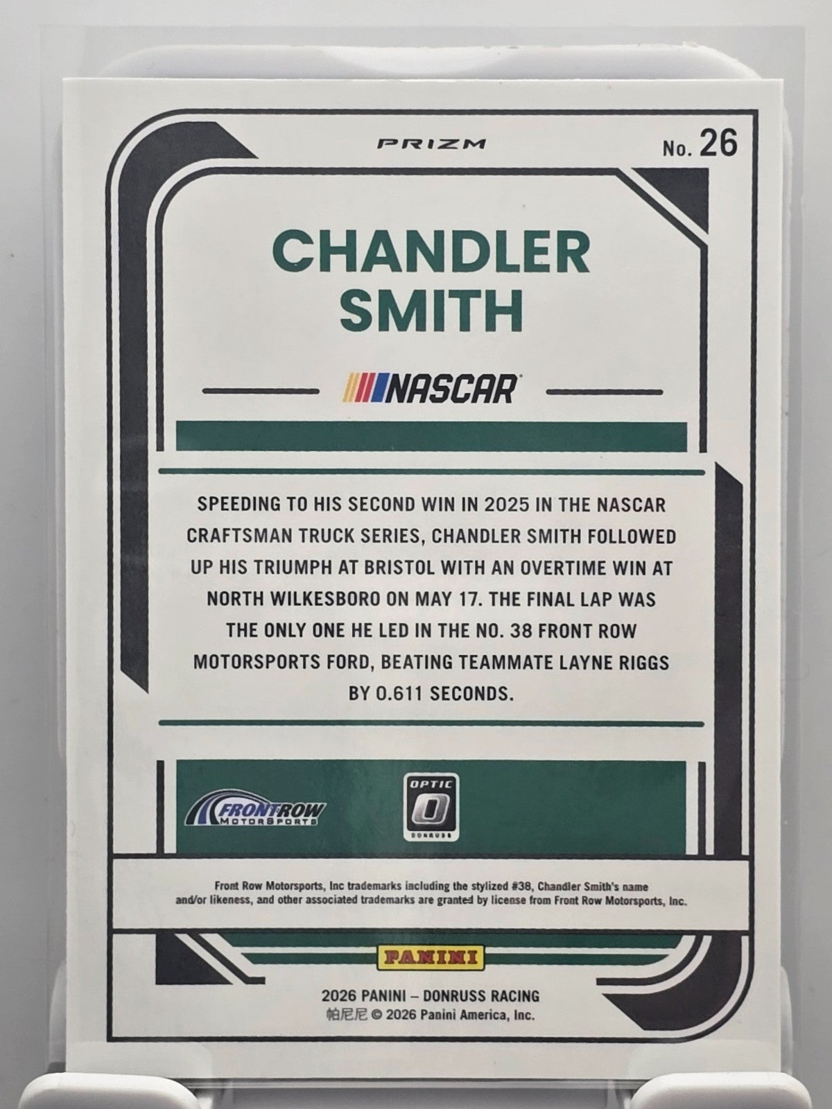 2026 Donruss OPTIC NASCAR Racing - #26 Chandler Smith - Holo/Silver