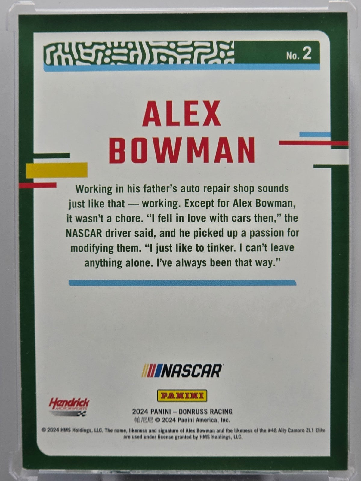 2024 Panini Donruss - Alex Bowman - Carolina Blue /249 - #2 - Buy 3 Get 1