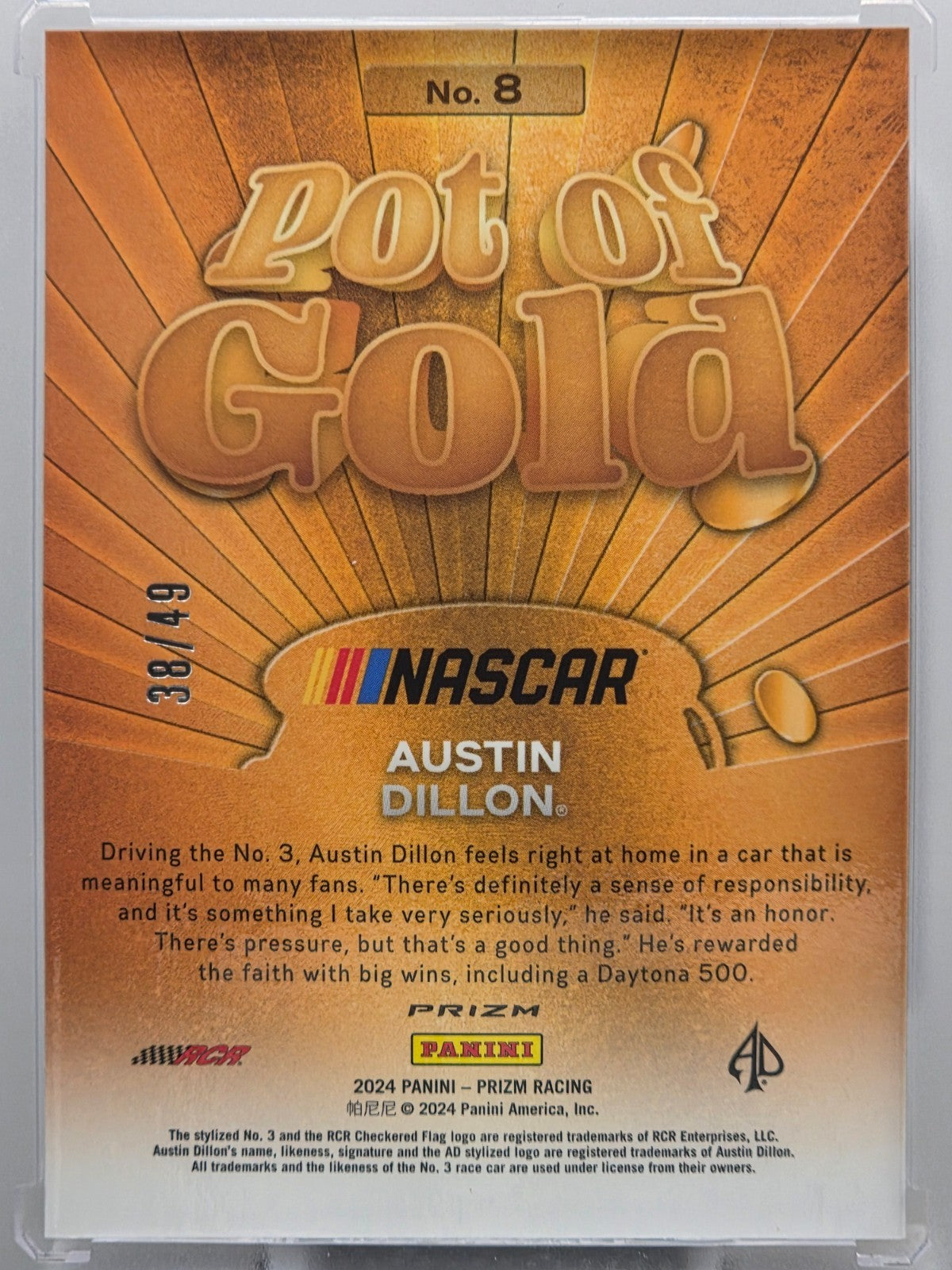 2024 Panini Prizm - Austin Dillon - Pot of Gold Blue /49  - #8