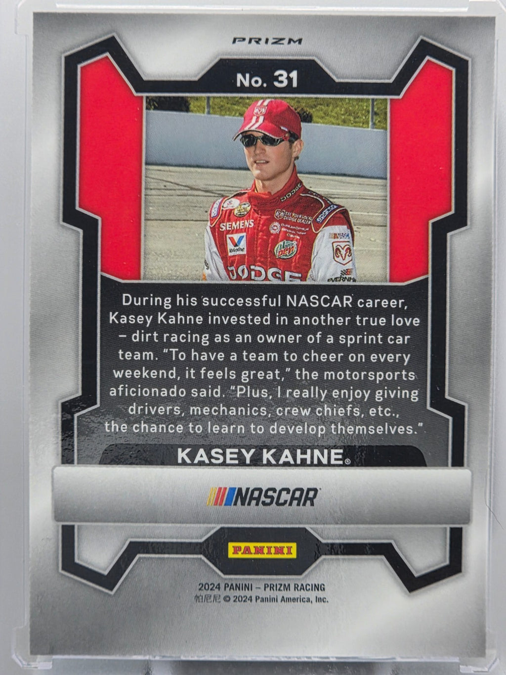 2024 Prizm Racing - Kasey Kahne - Green Prizm - #31 - Buy 3 Get 1 Free!