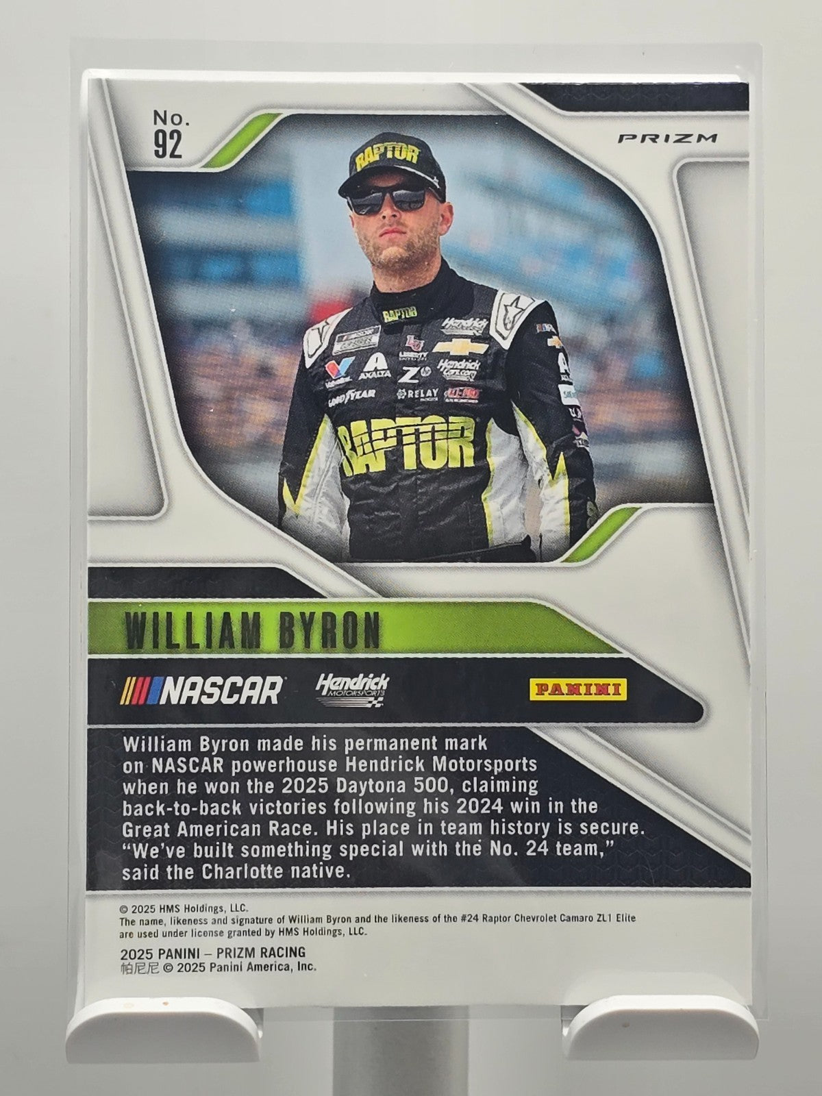 2025 Prizm Nascar Racing - #92 William Byron - Holo / Silver Prizm