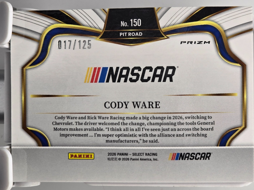 2026 Select Racing - #150 Cody Ware  - Pitroad - Maroon /125