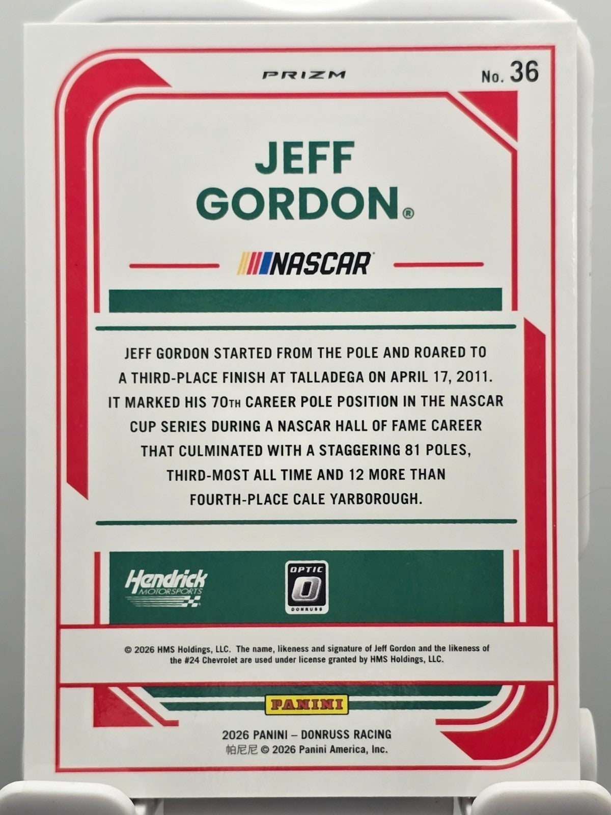 2026 Panini Donruss Optic Racing - Jeff Gordon #36 - Orange Velocity