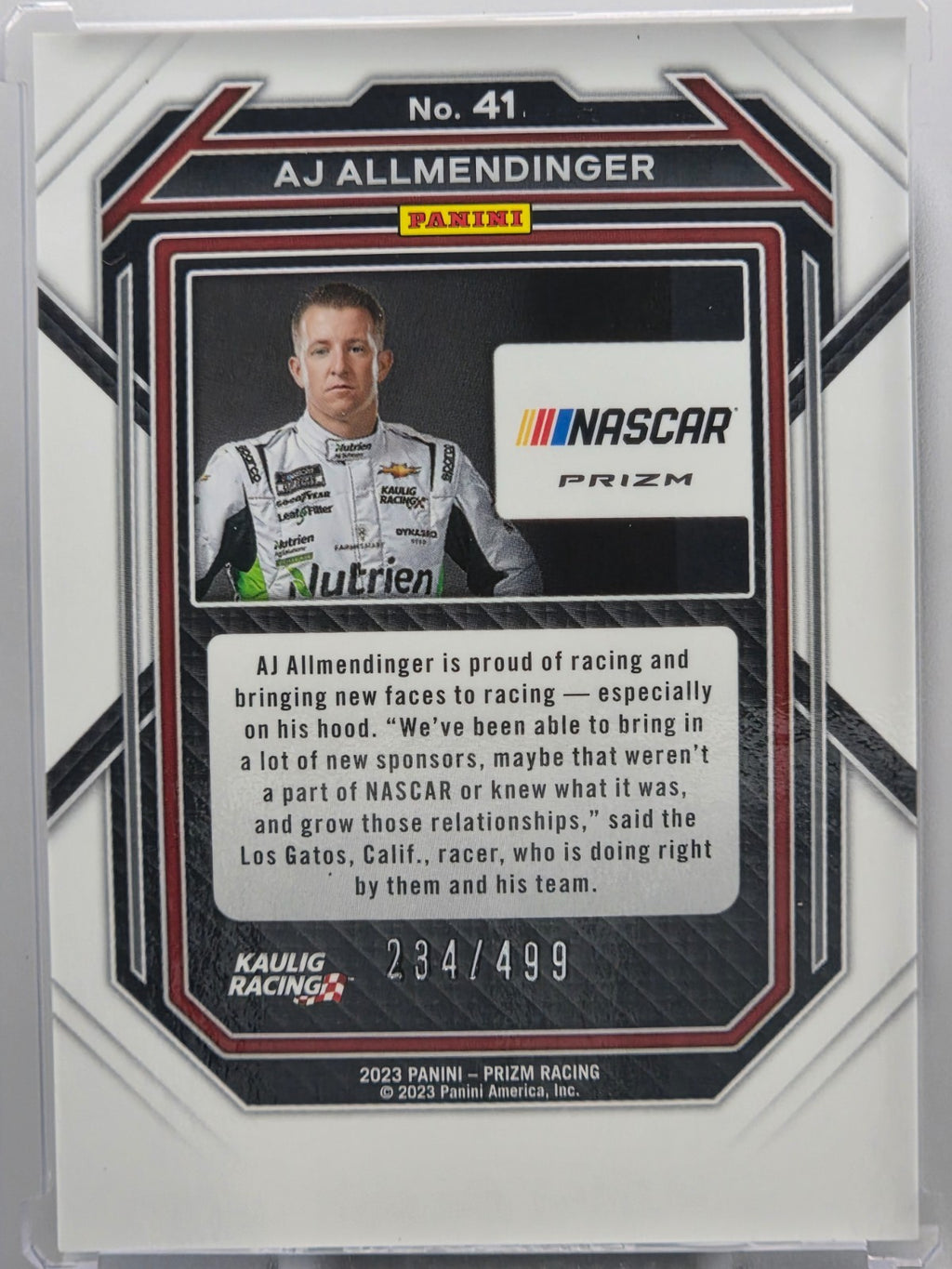 2023 Prizm Racing - AJ Allmendinger - Blue /499 - #41 - Buy 3 Get 1 Free!!
