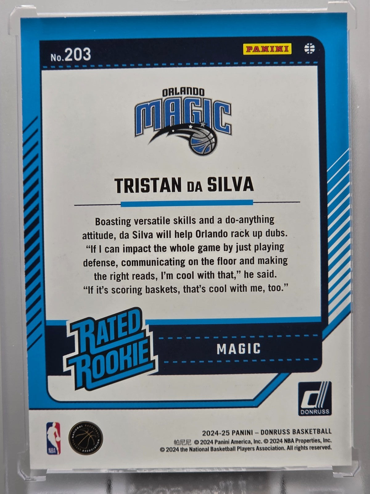 2023-24 Donruss - Tristan da Silva (RC) - Holo Green Laser - #203