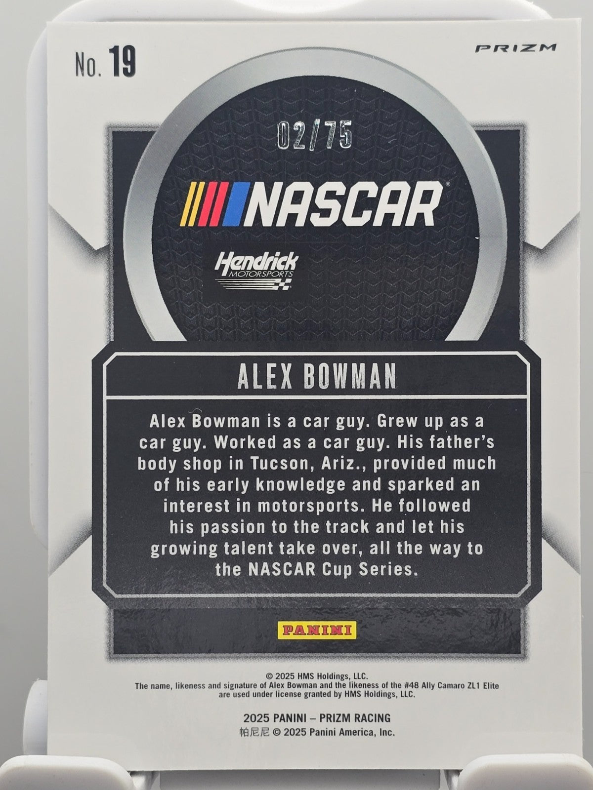 2025 Panini Prizm Racing - Alex Bowman #19 - Talisman Blue /75