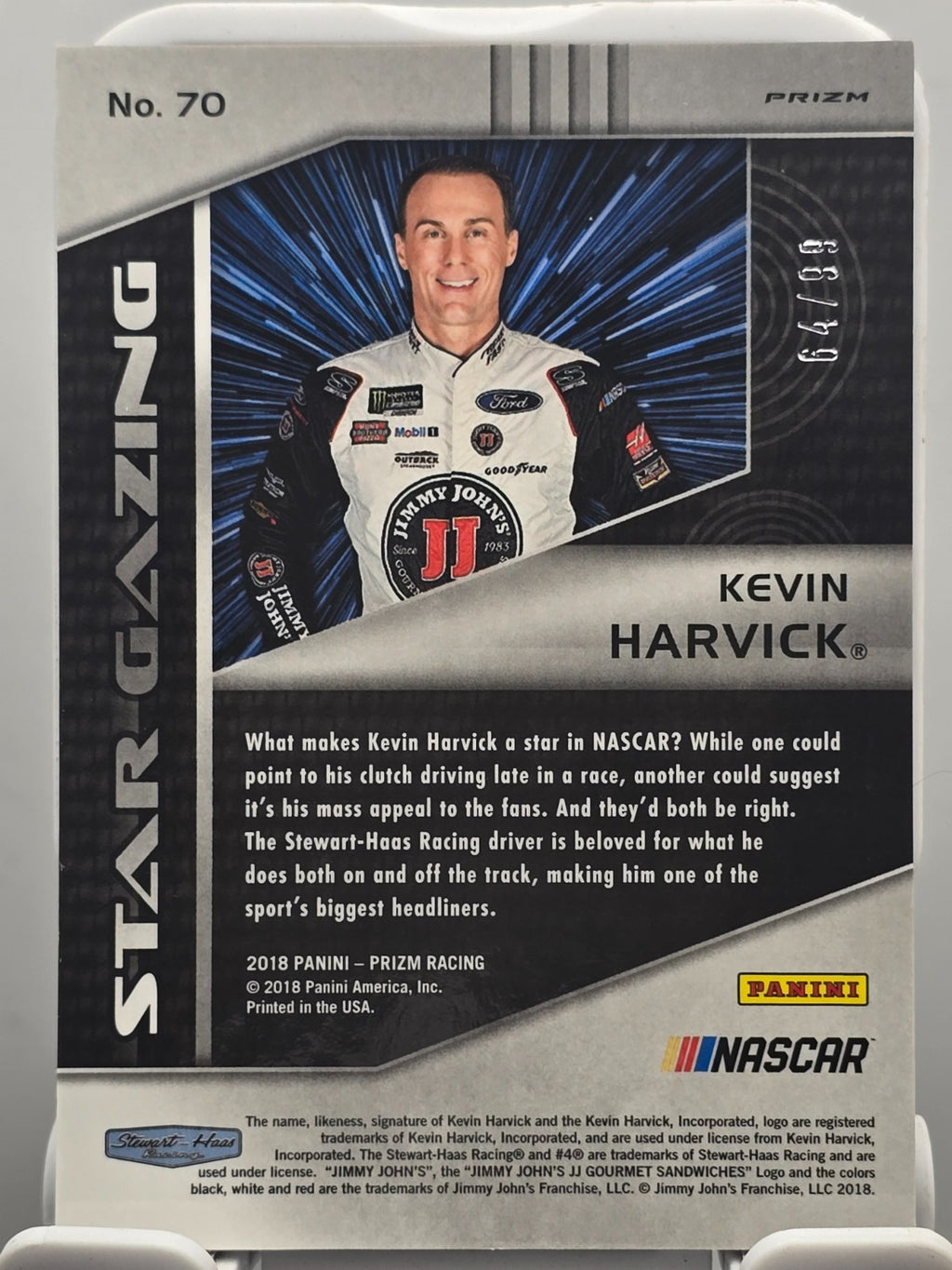 2018 Panini Prizm Racing - Kevin Harvic #70 - Star Gazing Blue /99