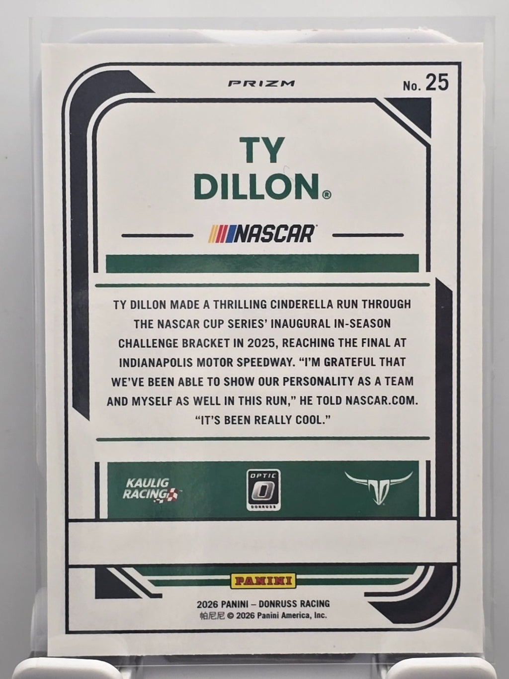 2026 Donruss OPTIC NASCAR Racing - #25 Ty Dillon - Blue Velocity