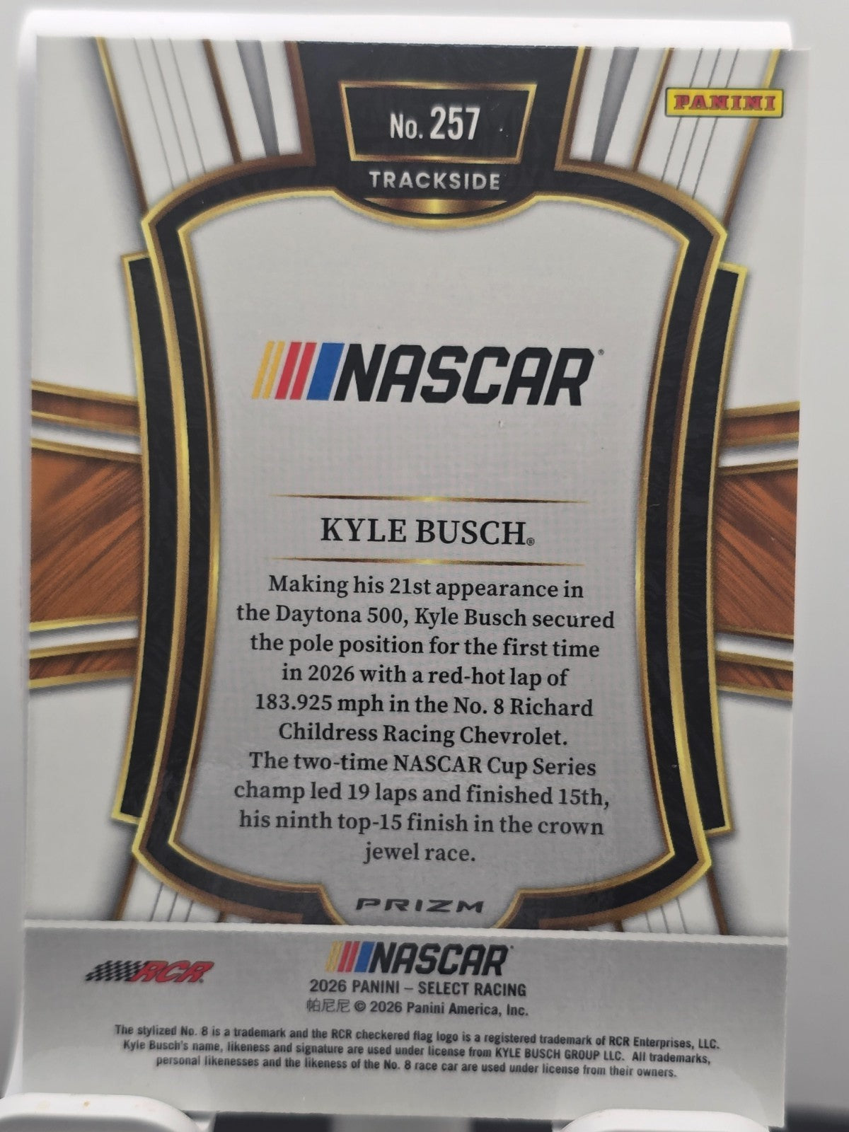 2026 Select Racing - #257 Kyle Busch - Trackside - Silver - Case Hit SSP