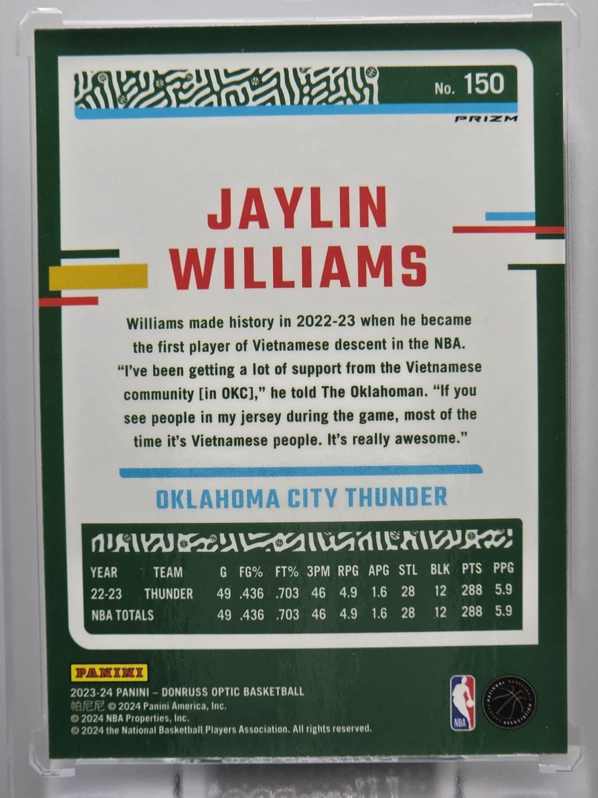 2023-24 Donruss - Jaylin Williams - Fast Break Disco - #150