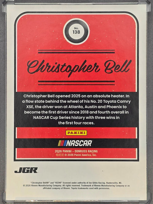 #138 Christopher Bell - Throwback - Blue Base /199 - 2026 Donruss NASCAR Racing