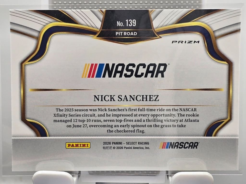 2026 Select Racing - #139 Nick Sanchez - Pitroad - Silver SP - Buy 3 Get 1
