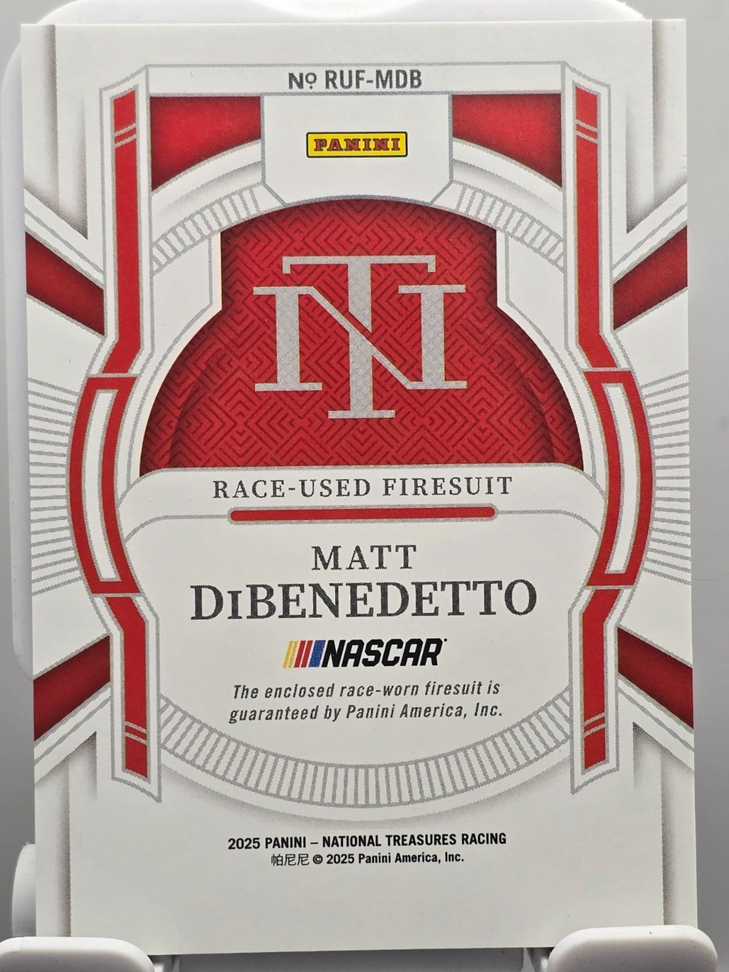 2025 Panini National Treasures - Matt DiBenedetto #RUF-MDB - Race Used /75