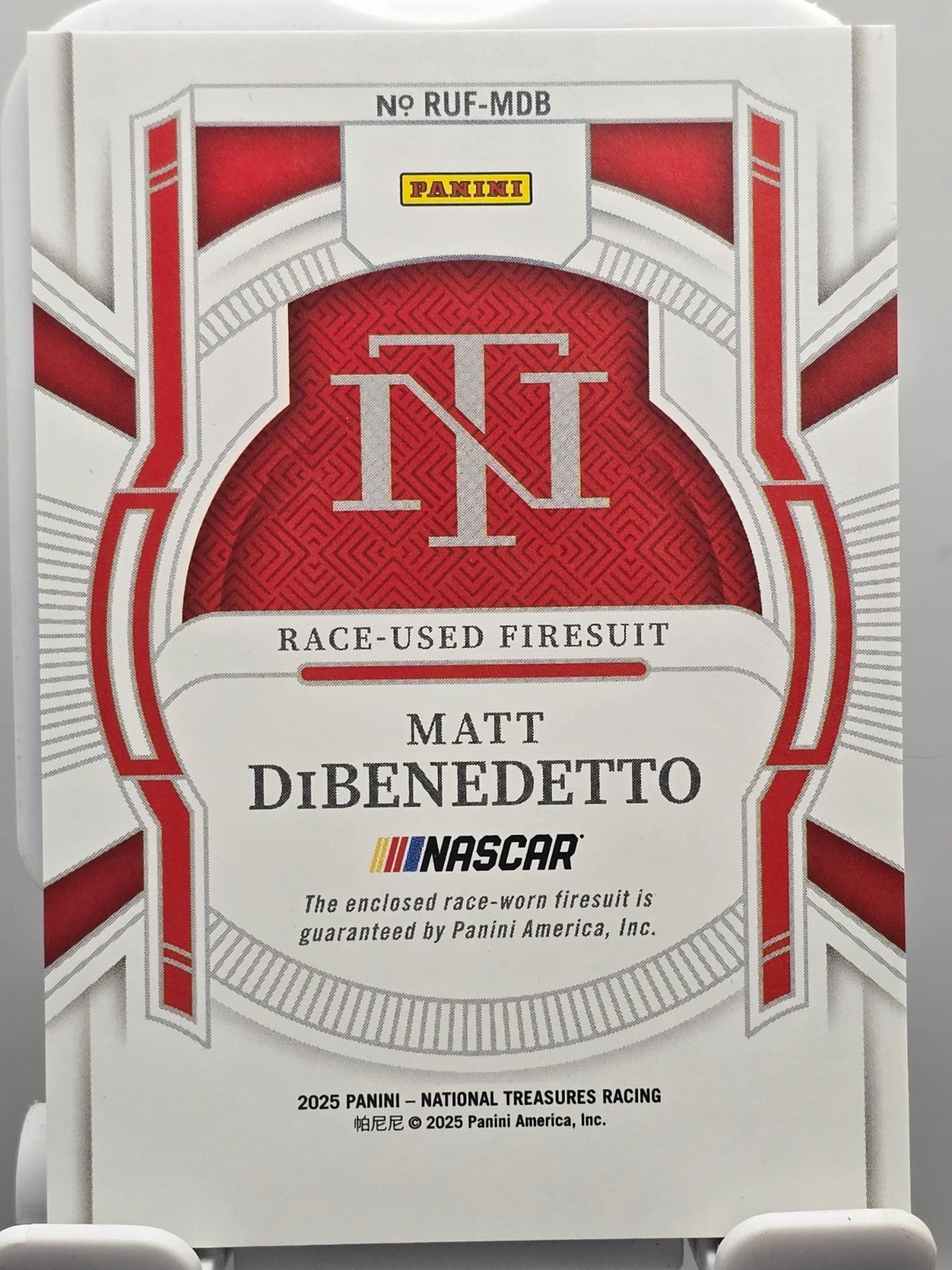 2025 Panini National Treasures - Matt DiBenedetto #RUF-MDB - Race Used /75