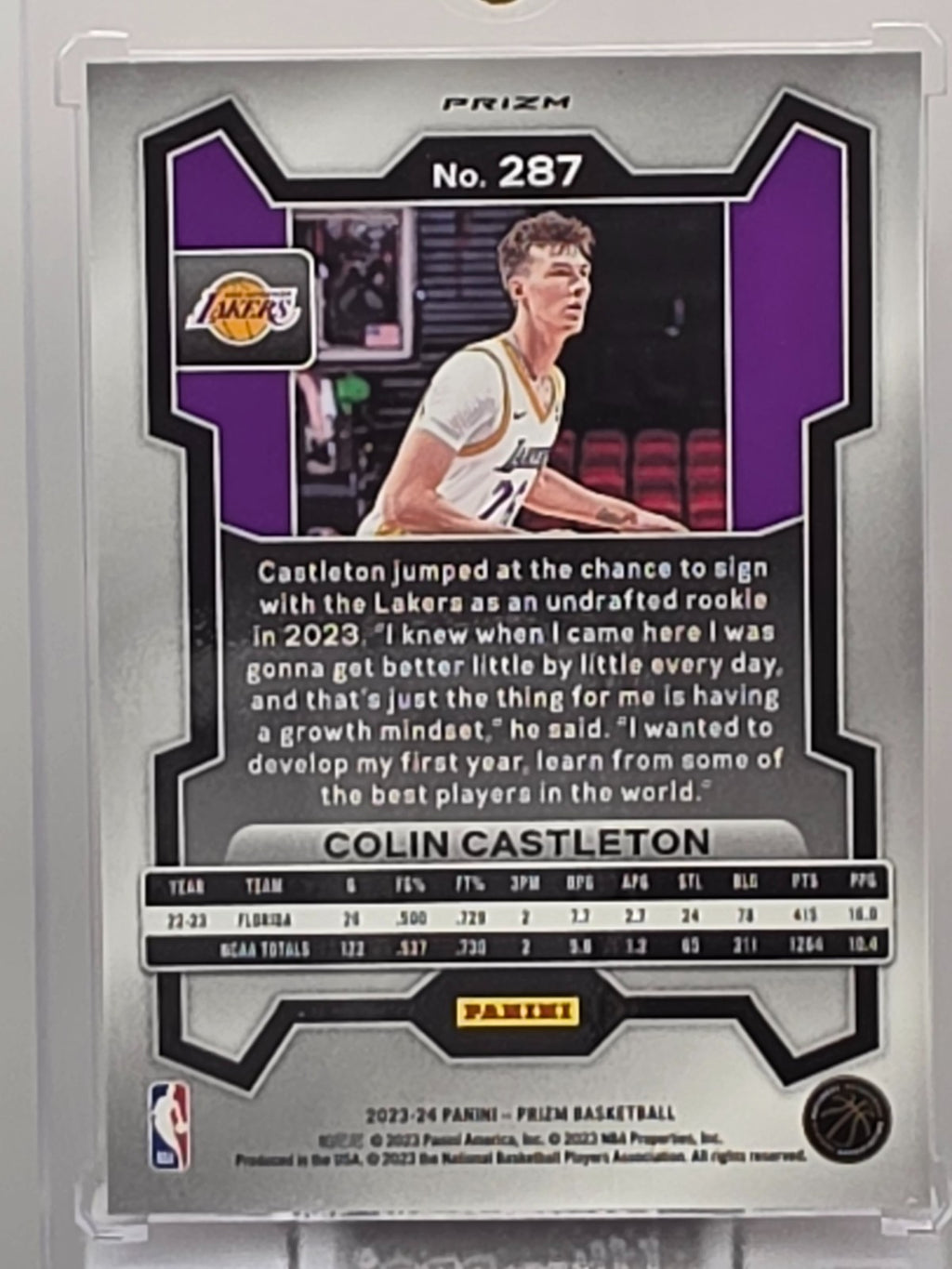 2023-24 Panini Prizm - Colin Castleton (RC) - Orange Cracked Ice Prizm - #287