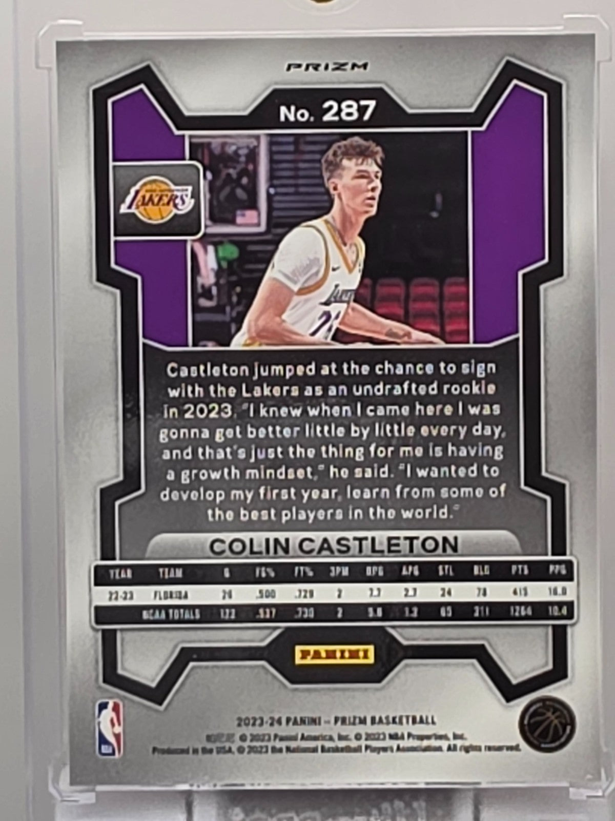 2023-24 Panini Prizm - Colin Castleton (RC) - Orange Cracked Ice Prizm - #287