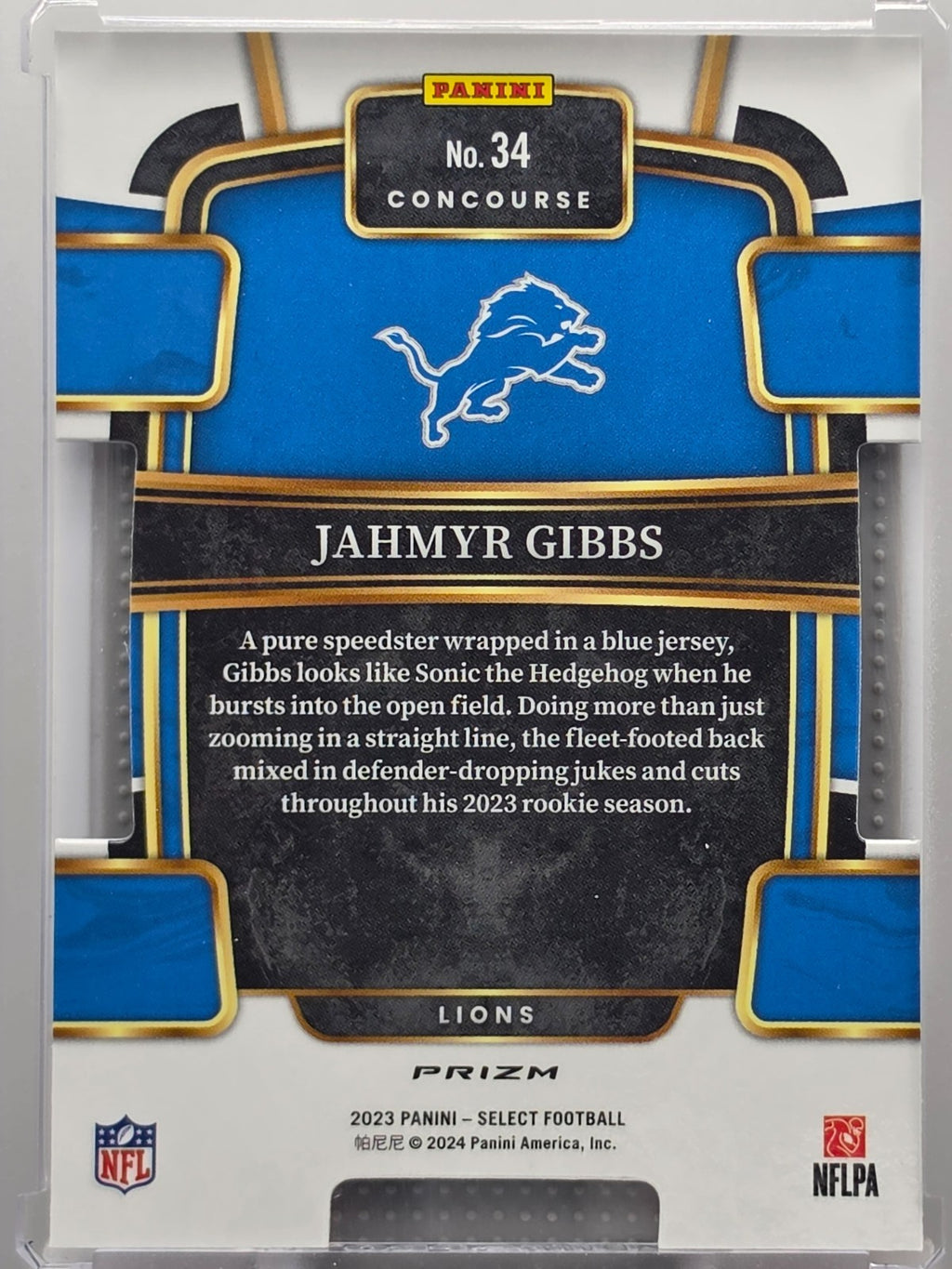 2023 Panini Select - Jahmyr Gibbs (RC) - Black & Red Die-Cut - #34