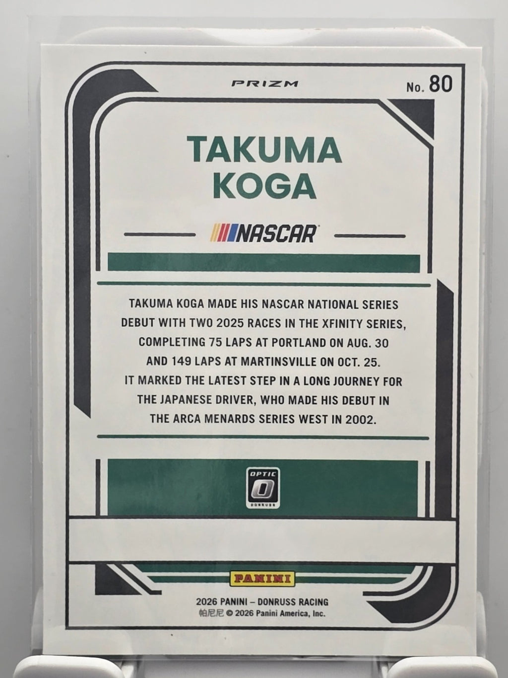 2026 Donruss OPTIC NASCAR Racing - #80 Takuma Koga - Holo/Silver