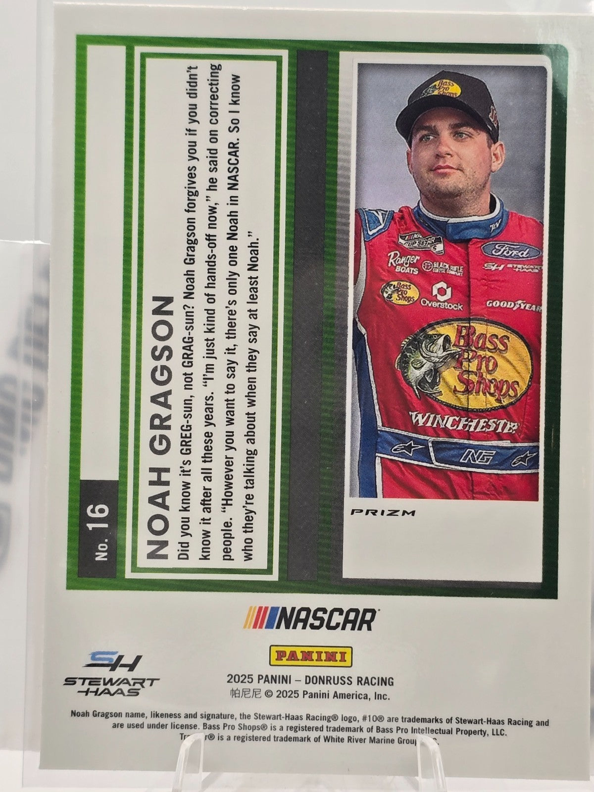 2025 Panini Donruss Racing Optic - #16 Noah Gragson - Orange Velocity